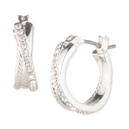 Small Twisted Rope & Pave Crisscross Hoop Earrings 0.6