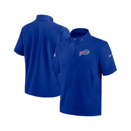 Mens Royal Buffalo Bills Sideline Coach Short Sleeve Hoodie Quarter-Zip Jacket