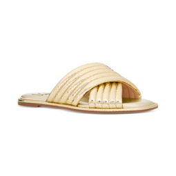 Portia Slip-On Crisscross Quilted Slide Sandals