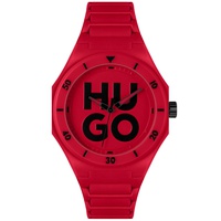 HUGO Mens Grail Quartz Red Silicone Watch 42mm