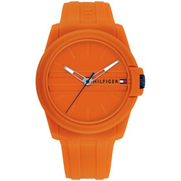Mens Quartz Orange Silicone Watch 44mm