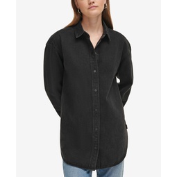 Womens Cotton Oversized Denim Overshirt Jacket