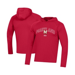 Mens Red Maryland Terrapins 2023 Sideline Tech Hooded Raglan Long Sleeve T-shirt