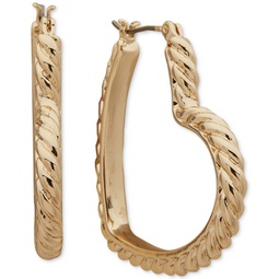 Gold-Tone Textured Heart Medium Hoop Earrings 1.15