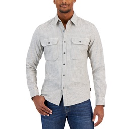 Mens Tattersall Button-Front Long Sleeve Shirt