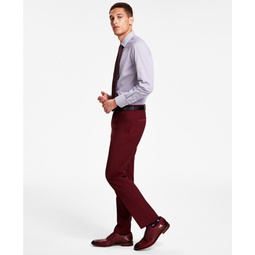 Mens Modern-Fit Dark Red Suit Trousers