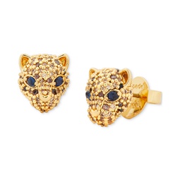 Gold-Tone Winter Carnival Pave Leopard Stud Earrings