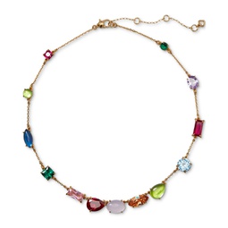Gold-Tone Multicolor Crystal Scatter Necklace 16 + 3 extender