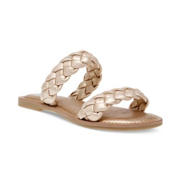 Womens Jocee Double Band Braided Slide Flat Sandals