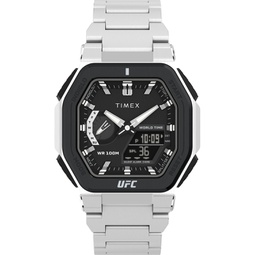 UFC Mens Colossus Analog-Digital Silver-Tone Stainless Steel Watch 45mm