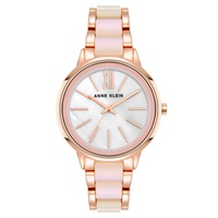 Womens Quartz Rose Gold-Tone Alloy and Iridescent Acetate Link Watch 37mm
