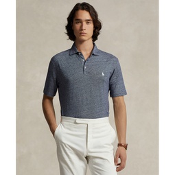 Mens Classic-Fit Cotton-Linen Mesh Polo Shirt