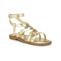 Womens Rulen Square Toe Strappy Flat Sandals