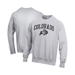 Mens Silver Distressed Colorado Buffaloes Arch Over Logo Reverse Weave Pullover Sweatshirt