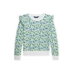 Big Girls Floral Ruffled French Terry Sweatshirt