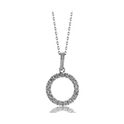 Suzy Levian Sterling Silver Cubic Zirconia Mini Open Circle Pendant Necklace