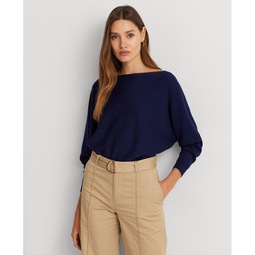 Womens Cotton-Blend Dolman-Sleeve Sweater