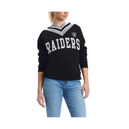 Womens Black Las Vegas Raiders Heidi V-Neck Pullover Sweatshirt