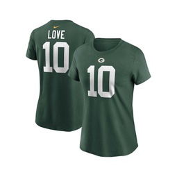 Womens Jordan Love Green Green Bay Packers Player Name and Number T-shirt