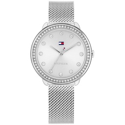 Womens Quartz Silver-Tone Stainless Steel Mesh Watch 32mm