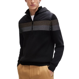 Mens Contrast Hood Knitted Jacket