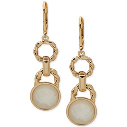 Gold-Tone Circle & Mother-of-Pearl Double Drop Earrings