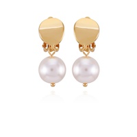 Gold-Tone Imitation Pearls Drop Clip On Earrings
