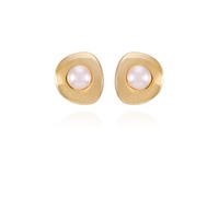 Gold-Tone Imitation Pearl Clip On Button Earrings
