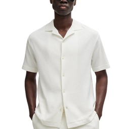 Mens Cotton Boucle Regular-Fit Collared Shirt