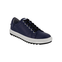Mens Smooth Leather Sawtooth Sole Sneakers