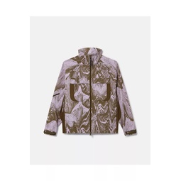 Moire Wood Print Woven Track Jacket