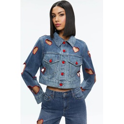 Jeff Heart Embroidered Cropped Denim Jacket