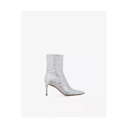 Davy Silver Silver-Toned Leather Ankle Boots
