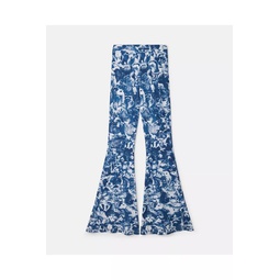 Animal Forest Print Flared Jeans