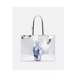 Sexy Robot Graphic Mirrored Chrome-Effect Tote Bag