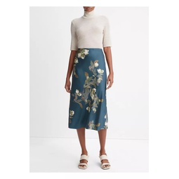 Camellia Branch Satin Slip Skirt