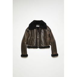 Shearling jacket - Dark brown/black