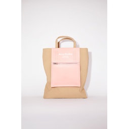 Papery nylon tote bag - Brown/pink