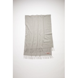 Fringe wool scarf - oversized - Oatmeal melange