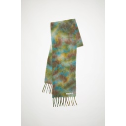 Wool mohair tie-dye scarf - Acid green/lavender blue