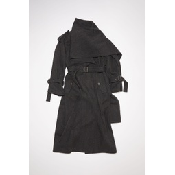 Scarf collar trench coat - Grey/black