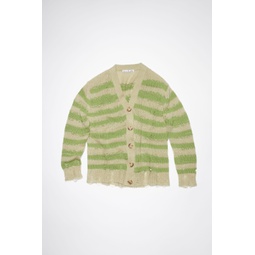 Distressed stripe cardigan - Sage green/apple green