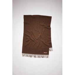Fringe wool scarf - oversized - Dark rust melange