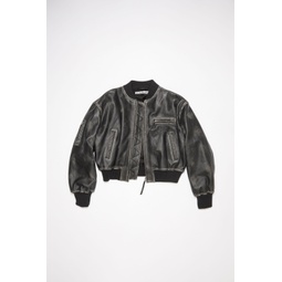 Leather shearling jacket - Black/black
