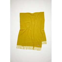 Fringe wool scarf - oversized - Acid yellow