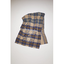 Checked logo scarf Oatmeal Beige / Blue Check