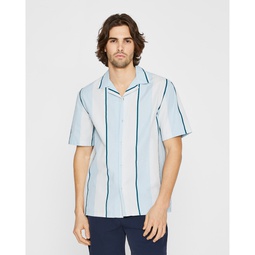 Short Sleeve Stripe Camp Collar Shirt