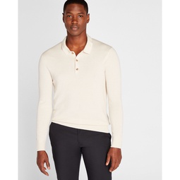 Texture Stretch Wool Polo Sweater