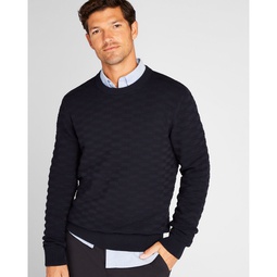 Plaited Texture Grid Crew Sweater