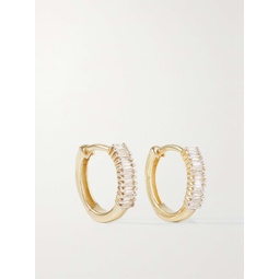 STONE AND STRAND Up and Down gold diamond hoop earrings